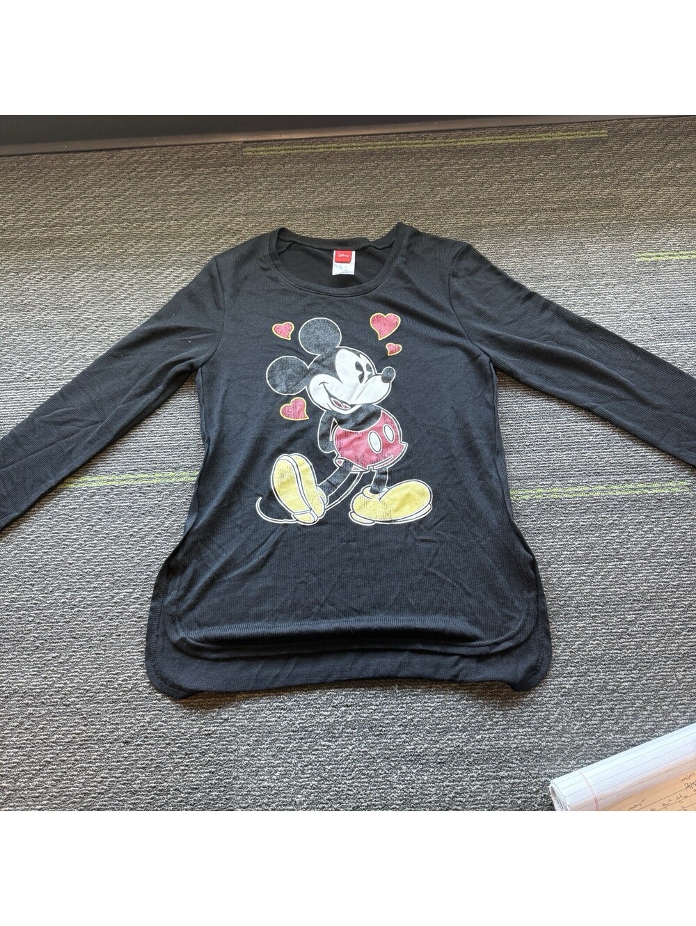 Disney Jerry Leigh Mickey Mouse Knit Sweater Black Pullover Womens Juniors L